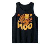 Moo Cow Head Turkey Amante, Divertido Granjero de Acción de Gracias y Otoño Camiseta sin Mangas