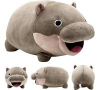 Moo Deng - Juguete de peluche MooDeng Hippo Plush Pillow, Moo Deng Hippopotamus Plushie Doll, Cute Soft Stuffed Animals for Kids Fans Christmas Birthday Gift
