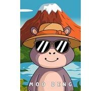 Moo Deng NoteBook: Tiny hippo "Moo Deng" standing in front of the mountain design cover ,6x9 inch ,120 Blank line pages, Perfect gift for children teens and adults
