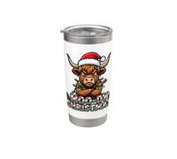 Moo-dy Christmas Vaca Highland Vaso térmico de acero inoxidable de doble pared