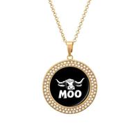 Moo, I Am A Cow - Collar con colgante personalizado para mujer, collares de diamantes redondos, regalos de joyería para hombres y cumpleaños, talla única, Metal