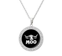 Moo, I Am A Cow - Collar con colgante personalizado para mujer, collares de diamantes redondos, regalos de joyería para hombres y cumpleaños, talla única, Metal