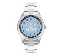Moo, I Am A Cow - Reloj de pulsera de cuarzo de acero inoxidable con números arábigos para hombres y mujeres, Estilo:, regular, MHXYZHW
