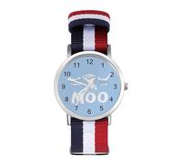 Moo, I Am A Cow - Reloj de pulsera de cuarzo personalizado con números arábigos con correa ajustable para hombres y mujeres