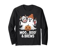 Moo I Mean Boo and Brews, Divertido Fantasma de Vaca para Halloween 2025 Manga Larga
