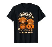 Moo I Mean Boo Highland Cow Halloween Cute Cow Camiseta