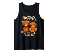 Moo I Mean Boo Highland Cow Halloween Cute Cow Camiseta sin Mangas
