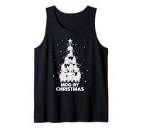 Moo-Ry Christmas Funny Cow Christmas Tree Christmas Farm Camiseta sin Mangas
