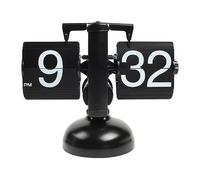 mooas Flip Desk Clock (Black), Retro Vintage Design Auto Flip Desk/Table Clock Large Number Battery Powered Internal Gear Operated Home Décor Ideal for Home Office School Hotel Café