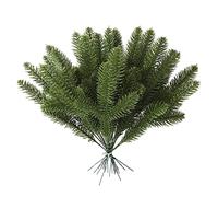 Moobom Ramas artificiales de pino, paquete de 50 agujas de pino, plantas verdes, accesorios de bricolaje para guirnalda, corona, adornos navideños y decoración del jardín del hogar