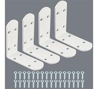 MOOCHE 4 unidades L de ángulo de carga pesada, ángulo blanco 8,5 cm, conector angular de acero inoxidable, ángulo de metal para tabla de madera, puerta o cama, sofá con tornillo y anclajes