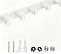 Mooche Perchero de pared de acero inoxidable con 5 ganchos, para sombrero, bufanda, bolso, dos métodos de instalación (blanco)