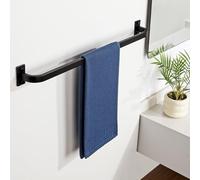 Mooche Toallero negro montado en la pared, soporte para toallas de mano de 55 cm, barra de toalla individual de acero inoxidable SUS304 para baño, cocina y hogar