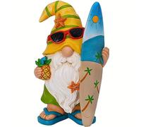 Mood Lab Gnomo de jardín - Figura de gnomo Surfista - 9.1 Pulgadas de Alto, Divertida Estatua de césped - para decoración al Aire Libre o casa