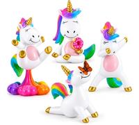 Mood Lab Juego de Figuras de Unicornio en Miniatura, Divertido Kit de Estatua de 4 Piezas, Accesorios de jardín de Hadas de Unicornio