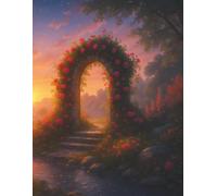 Mood Tracker - Floral Garden Gate: A guided daily journal with emoji mood key, monthly overview, and motivational quotes to track emotions, patterns, and reflections