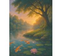 Mood Tracker - Koi Pond: A guided daily journal with emoji mood key, monthly overview, and motivational quotes to track emotions, patterns, and reflections