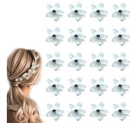 MOODKEY 20 mini pinzas de pelo de flores con diamantes de imitación, lindas pinzas de pelo de flores, horquillas de pelo de cristal, accesorios para el cabello para mujeres y niñas, clip de boda, dama