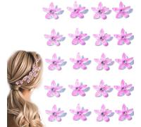 MOODKEY 20 mini pinzas para el pelo de flores con diamantes de imitación, lindas horquillas para el pelo de flores, accesorios para el cabello de cristal para mujeres y niñas, clip de boda, dama de