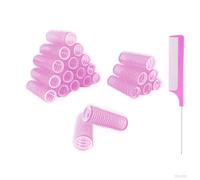 MOODKEY Juego de 24 rizadores de pelo pequeños autoadherentes, sin calor, rizadores de pelo profesionales, rizadores de peluquería, rizadores de pelo rizado, herramientas de peine de cola de rata para