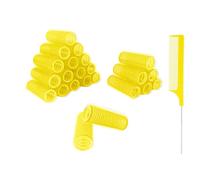 MOODKEY Juego de 24 rizadores de pelo pequeños autoadherentes, sin calor, rizadores de pelo profesionales, rizadores de peluquería, rizadores de pelo rizado, herramientas de peine de cola de rata para