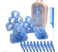 MOODKEY Juego de 35 rulos de pelo sin calor, rizadores de pelo profesionales de peluquería, herramientas de peinado rizado para mujeres, cabello medio largo (4 tamaños) (rosa)