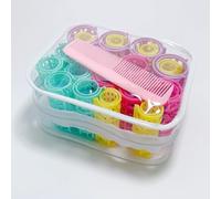 MOODKEY Juego de rulos de plástico para el pelo, 30 rizadores autoadherentes sin calor en 5 tamaños para uso en bricolaje o salón de belleza