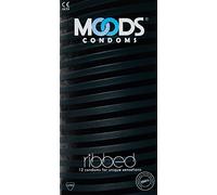 Moods Ribbed - 12 condones estimolante, púrpura