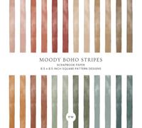 Moody Boho Stripes Scrapbook Paper, 8.5 x 8.5 Inch Square Pattern Designs: Watercolor Stripe Sheets in Neutral Earth Tones for Junk Journals, Card Making & Paper Crafts