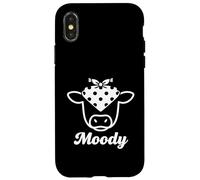 Moody Cow Bandana Funny Farm Girl Humor Diseño Gráfico Carcasa para iPhone X/XS