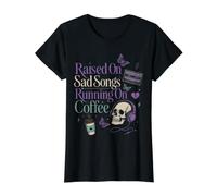 Moody Sad Songs Café Estética Amante De La Música Vibe Camiseta gráfica económica, Mujer, Negro, S