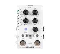 MOOER Loop X2 - Pedal estéreo para guitarra eléctrica, pedal Looper para bajo, pedal de bucle de guitarra acústica con 11 bancos, 300 minutos, 77 ranuras de guardado, función de desvanecimiento para