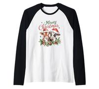 Mooey Christmas Cute Cow Holiday Cheer Camiseta Manga Raglan
