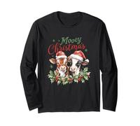 Mooey Christmas Cute Cow Holiday Cheer Manga Larga