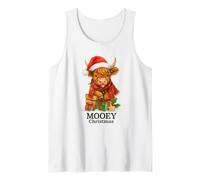 Mooey Christmas Highland Cow Lights Cute Holiday Watercolor Camiseta sin Mangas