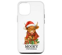 Mooey Christmas Highland Cow Lights Cute Holiday Watercolor Carcasa para iPhone 12/12 Pro
