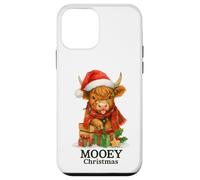 Mooey Christmas Highland Cow Lights Cute Holiday Watercolor Carcasa para iPhone 12 Mini
