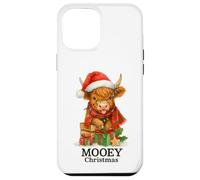 Mooey Christmas Highland Cow Lights Cute Holiday Watercolor Carcasa para iPhone 12 Pro MAX
