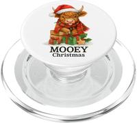 Mooey Christmas Highland Cow Lights Cute Holiday Watercolor PopSockets PopGrip para MagSafe