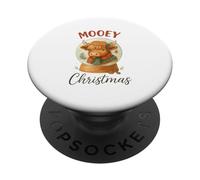 Mooey Christmas Highland Cow Snow Globe Cozy Holiday PopSockets PopGrip Adhesivo