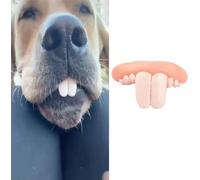 Mooff Dientes falsos para perro, tirantes blancos para disfraz de Navidad, divertido juguete para masticar, suministros para mascotas, dientes