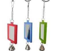 Mooff Espejo para pájaros con campana, juguetes interactivos para loros para periquitos, conures, suministros para mascotas (1 pieza color aleatorio)