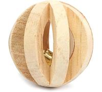 Mooff Mancuerna de madera natural con rodillo de campana para mascotas, juguete para masticar conejillos de indias, conejos, ratas, animales pequeños