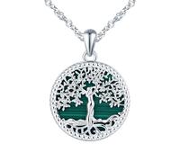 MOOFUN Collar Árbol de Vida Plata 925 para Mujer Chica- Collar con Colgante Árbol de Vida Árbol Genealógico Verde Joyería Hipoalergénica de Plata Bohemia Regalos para Novia Madre Esposa Hija