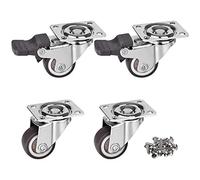 Moogiitools Ruedas Giratorias de Alta Resistencia con 2 Freno - 25mm Hasta 45KG - Paquete de 4 Ruedas Sin Marcas - Ruedas Giratorias Pequeñas para Palets Engomadas