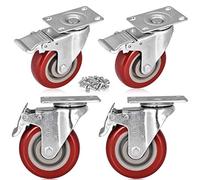 Moogiitools Ruedas giratorias de goma de 10,16 cm con doble bloqueo de seguridad, resistente, juego de 4 unidades con freno