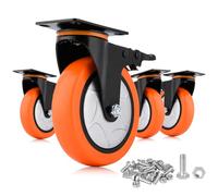 Moogiitools Ruedas Giratorias,Ruedas para Muebles Pesados con 4 Freno,4 Ruedas que No Dejan Marcas de Alta Resistencia - Ruedas Giratorias para Palets Engomadas (152mm-Hasta 1250KG)