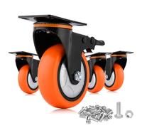 Moogiitools Ruedas Giratorias,Ruedas para Muebles Pesados con 4 Freno,4 Ruedas que No Dejan Marcas de Alta Resistencia - Ruedas Giratorias para Palets Engomadas (100mm-Hasta 800KG)