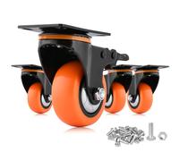 Moogiitools Ruedas Giratorias,Ruedas para Muebles Pesados con 4 Freno,4 Ruedas que No Dejan Marcas de Alta Resistencia - Ruedas Giratorias para Palets Engomadas (76mm-Hasta 680KG)