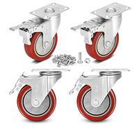 Moogiitools Ruedas para Muebles Pesados con 4 Freno + Tornillos - 100 mm Hasta 800 kg - 4 Ruedas que No Dejan Marcas de Alta Resistencia - Ruedas Giratorias para Palets Engomadas